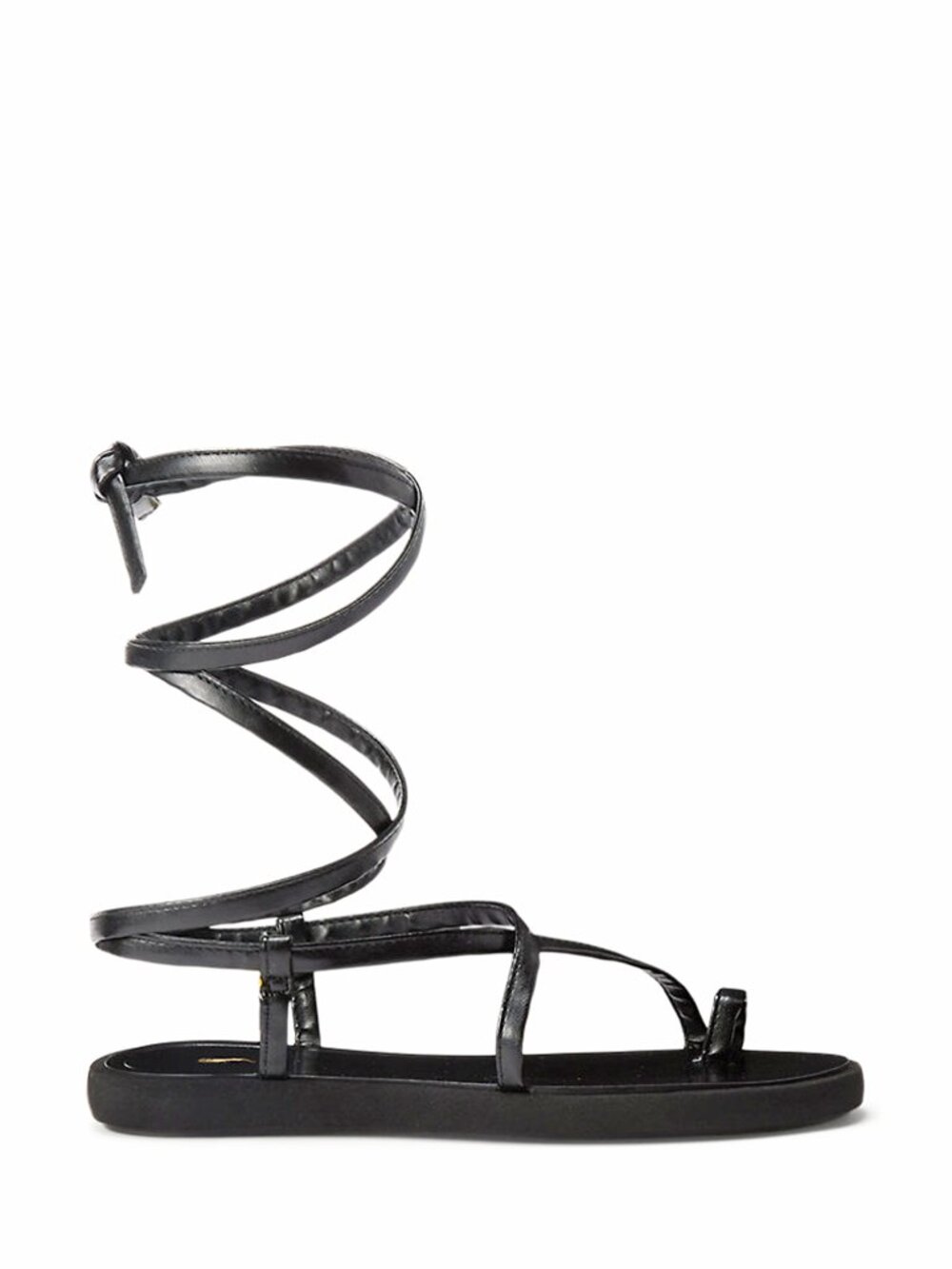 $450 POLO RALPH LAUREN Toe-Strap Lace-Up Sandals LEATHER BLACK  8.5 (A6)